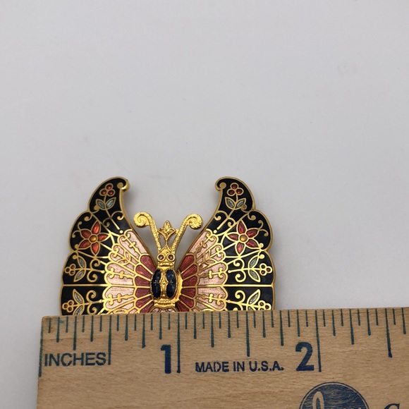 Gorgeous Butterly Pin Brooch VTG 80s Brooch Cloisonné Enamel Statement Pin. - Picture 5 of 9